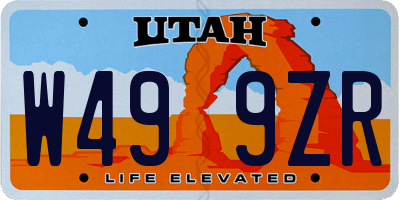 UT license plate W499ZR