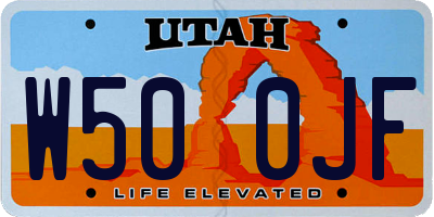 UT license plate W500JF
