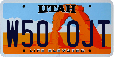 UT license plate W500JT