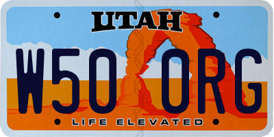 UT license plate W500RG