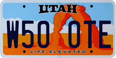 UT license plate W500TE