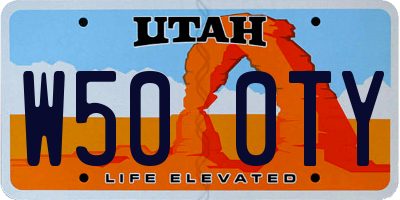 UT license plate W500TY
