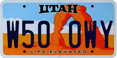 UT license plate W500WY
