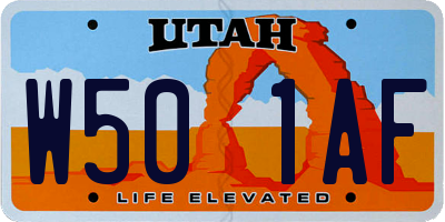 UT license plate W501AF