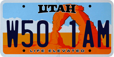 UT license plate W501AM