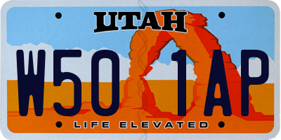 UT license plate W501AP