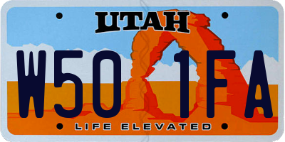 UT license plate W501FA