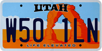 UT license plate W501LN