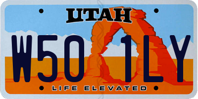 UT license plate W501LY
