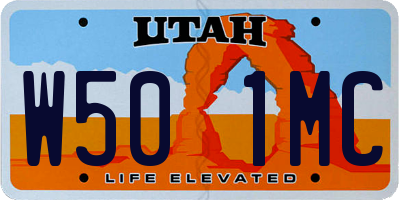UT license plate W501MC