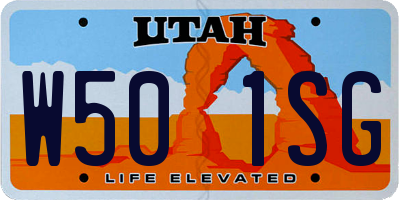 UT license plate W501SG