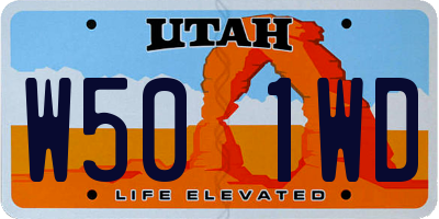 UT license plate W501WD