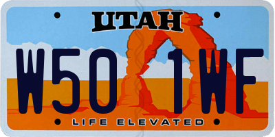 UT license plate W501WF