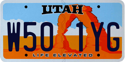 UT license plate W501YG