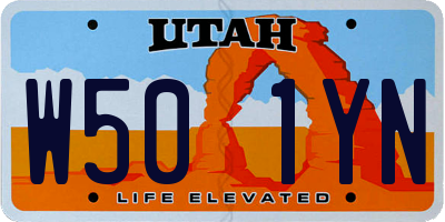 UT license plate W501YN
