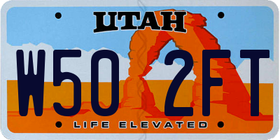 UT license plate W502FT