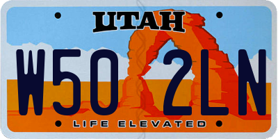 UT license plate W502LN
