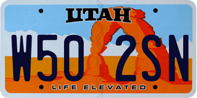 UT license plate W502SN
