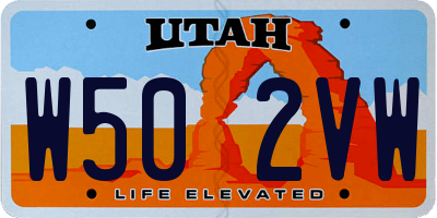 UT license plate W502VW