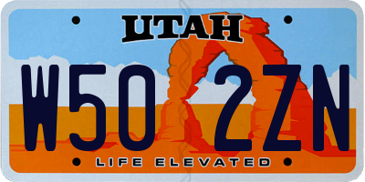 UT license plate W502ZN