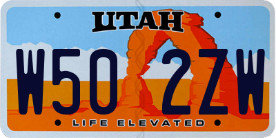 UT license plate W502ZW