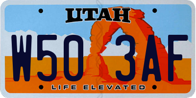 UT license plate W503AF