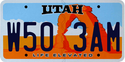 UT license plate W503AM