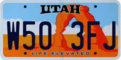 UT license plate W503FJ