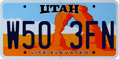UT license plate W503FN