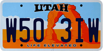 UT license plate W503IW