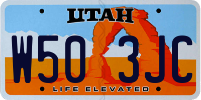 UT license plate W503JC