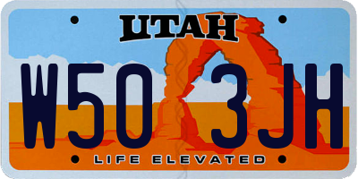 UT license plate W503JH