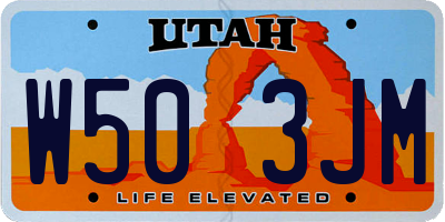 UT license plate W503JM
