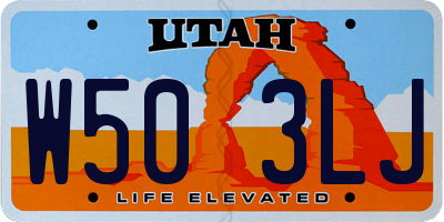 UT license plate W503LJ