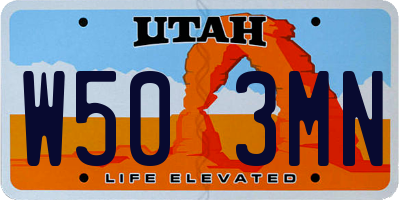 UT license plate W503MN