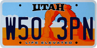 UT license plate W503PN