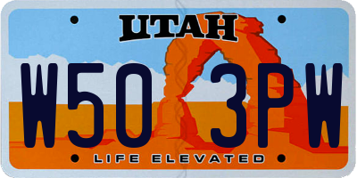 UT license plate W503PW