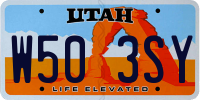 UT license plate W503SY
