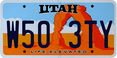 UT license plate W503TY