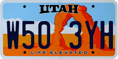 UT license plate W503YH