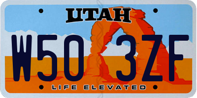 UT license plate W503ZF