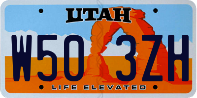UT license plate W503ZH