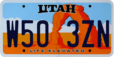 UT license plate W503ZN