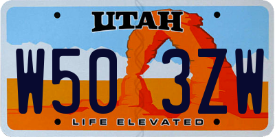 UT license plate W503ZW