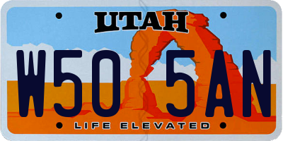 UT license plate W505AN