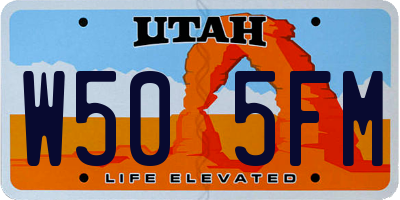 UT license plate W505FM