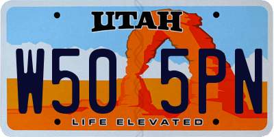 UT license plate W505PN