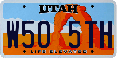 UT license plate W505TH