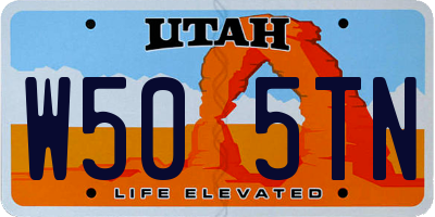 UT license plate W505TN