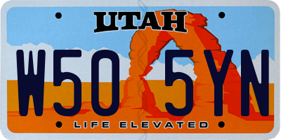 UT license plate W505YN